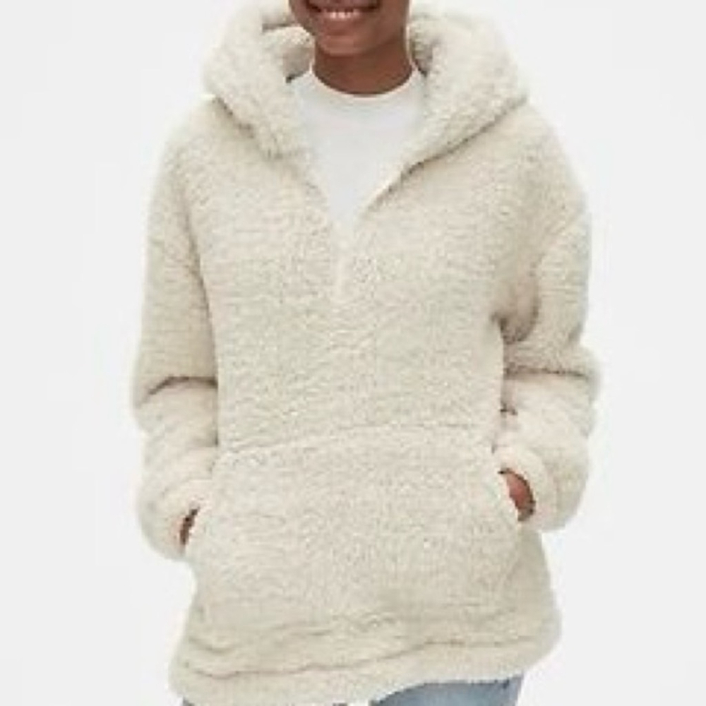 GAP Oversized Sherpa 1/4 Zip Pullover Hoodie M
